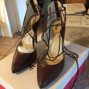 Snake skin embossed print heels